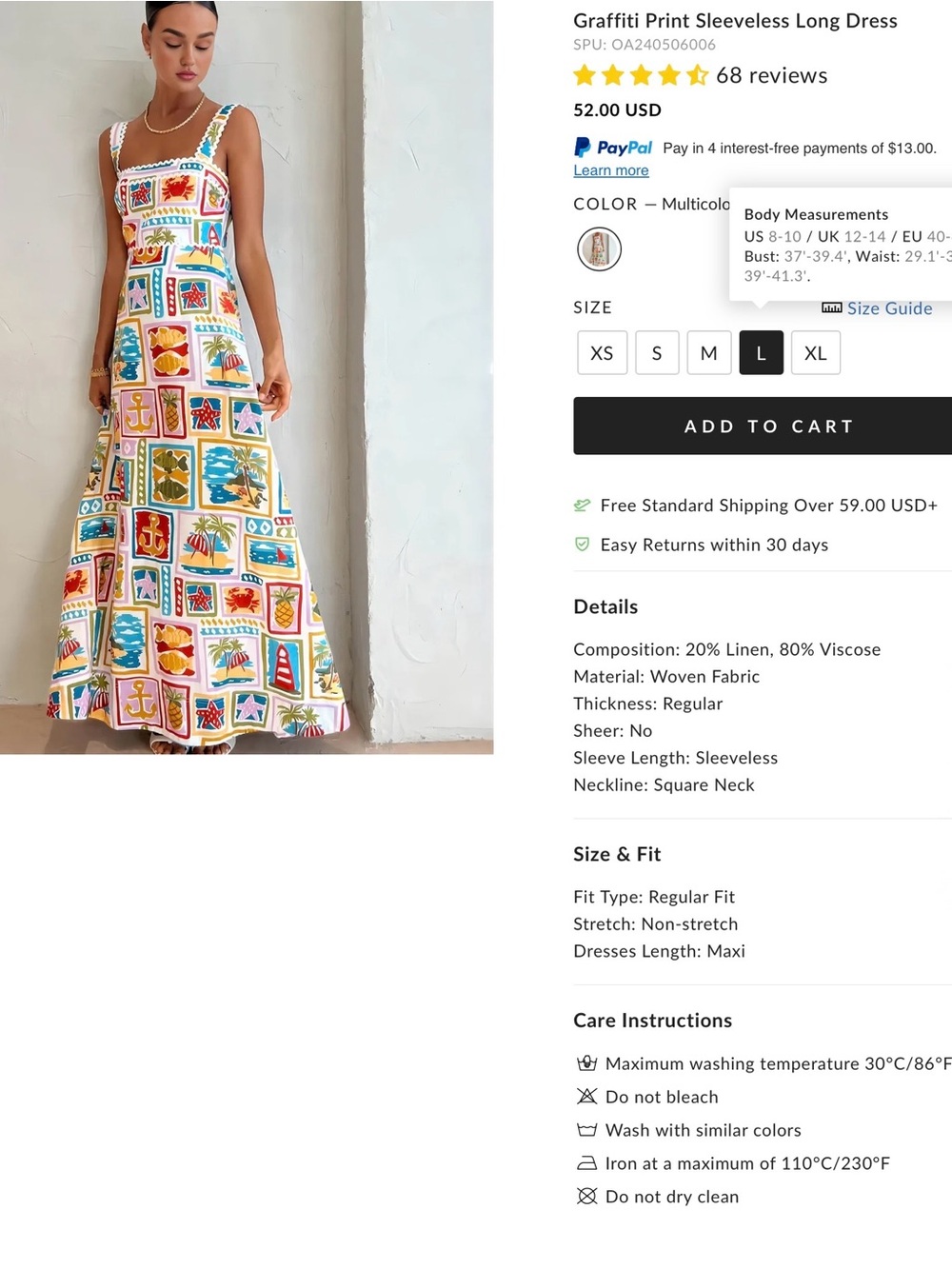 Commense Graffiti Print Sleevelss Long Dress - Large - Picture 2 of 5